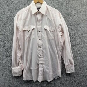 Panhandle Slim Shirt Mens 16-35 Pink Long Sleeve Western Pearl Snap Made USA